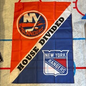 New York Islanders and Rangers House Divided Flag